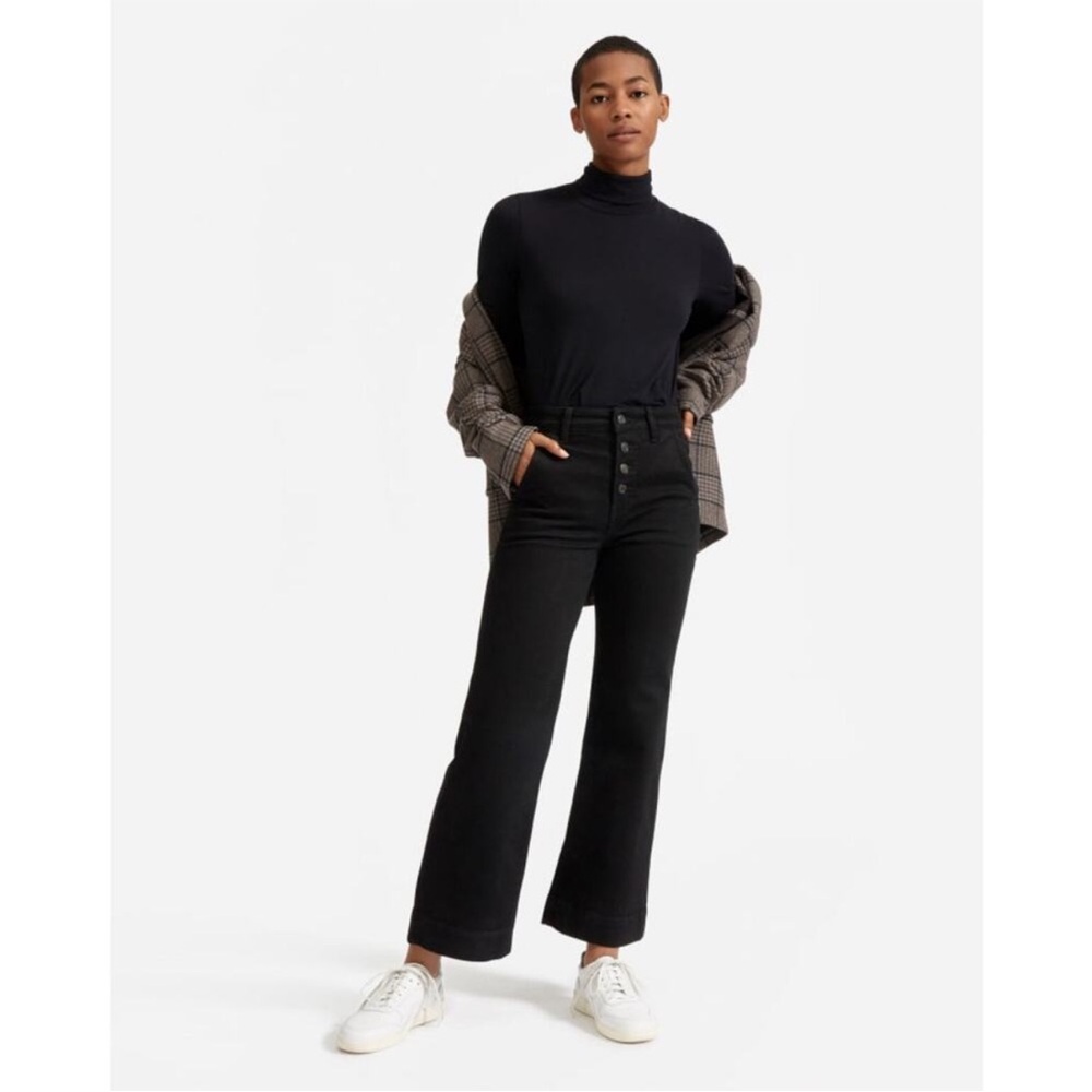 Everlane The Wide Leg Jean Black Button Fly Size 27 Regular High Rise Women's